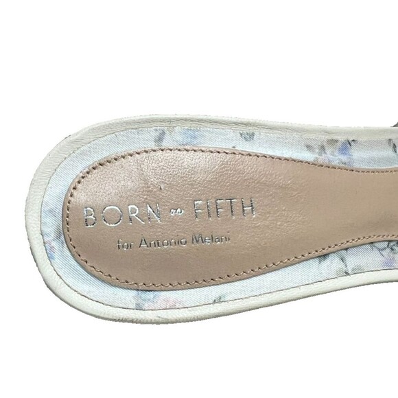 Born on Fifth + Antonio Milani Amy Ivory Heeled Ruffle Leather Slide Sandal 11 - Picture 2 of 12